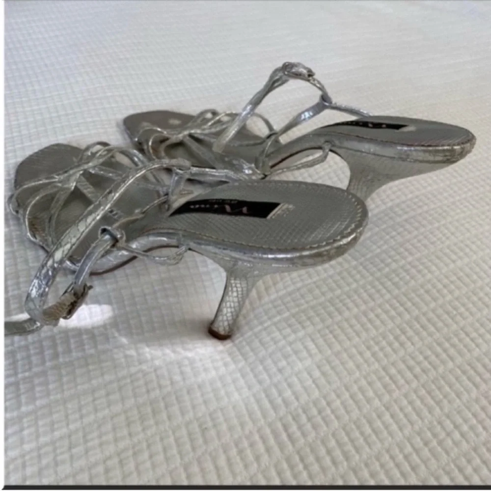 Women's Nina Metallic Silver Strappy Heels Size 9